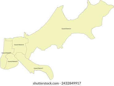 US Louisiana State New Orleans Stadtplan mit Council Districts