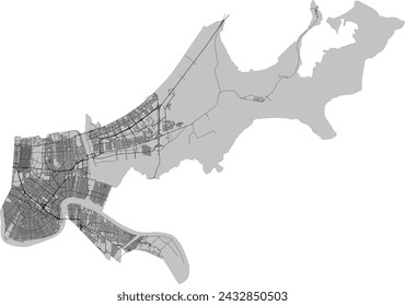 US Louisiana State New Orleans City Map with Road Centerline