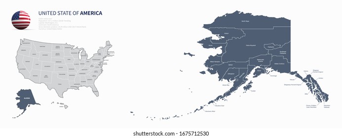 us map. alaska map. united states map. Individual Map series of U.S. States.