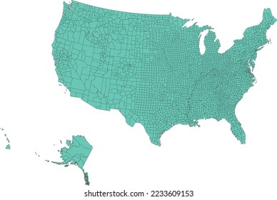 US map with all 3124 counties, and small Alaska