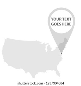 US Map - Delaware with Location Pin on it.
