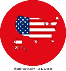 US map flag icon vector illustration. Perfect for sticker, sign, symbol, label etc.