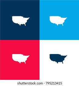 US map four color material and minimal icon logo set in red and blue