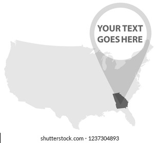 US Map - GEORGIA with Location Pin on it.