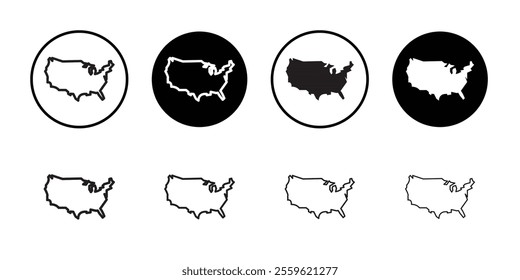 US map icon Thin line flat illustration