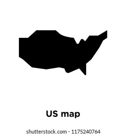 US map icon vector isolated on white background, logo concept of US map sign on transparent background, filled black symbol