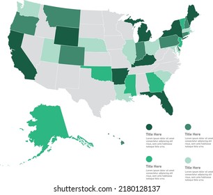 US Map Infographic, Heat Map, Vector Map, US, USA, America, States Map