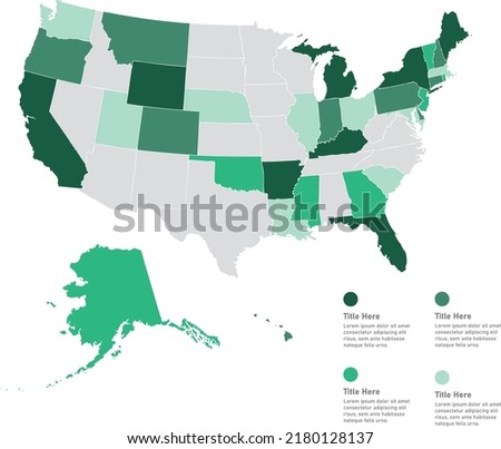 US Map Infographic, Heat Map, Vector Map, US, USA, America, States Map
