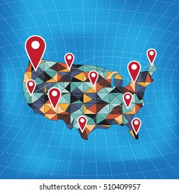 US Map Info-graphics design vector template illustration. Template for diagram, graph, presentation and chart. Colorful Infographic template.Elements of this image furnished by NASA ,creative design.
