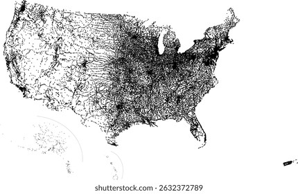 Mapa de EE.UU. con ubicaciones de Ciudades con los estados de AK, HI