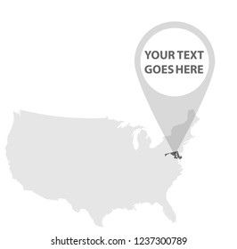 US Map - Maryland with Location Pin on it.