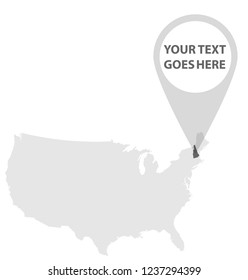 US Map - New Hampshire with Location Pin on it.