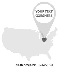 US Map - Ohio with Location Pin on it.