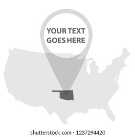 US Map - OKLAHOMA with Location Pin on it.