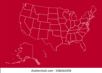 Us Map Outline Highlighted White Vector Stock Vector (Royalty Free