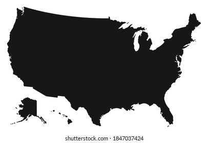 US map silhouette. Map of America and regions. USA frame background