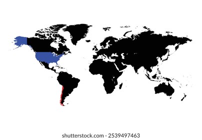 Mapa dos EUA com mapa do Chile