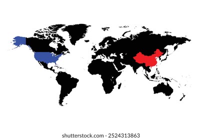 Mapa de Estados Unidos junto con el mapa de China