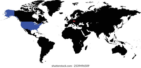Mapa de EE.UU. junto con el mapa de República Checa