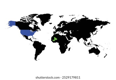 US map together with Mali map