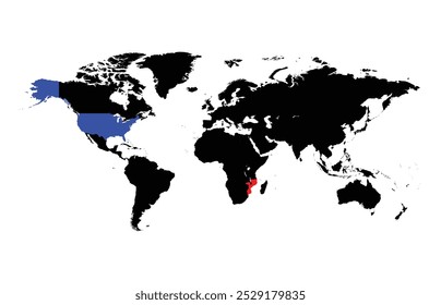 US map together with Mozambique map