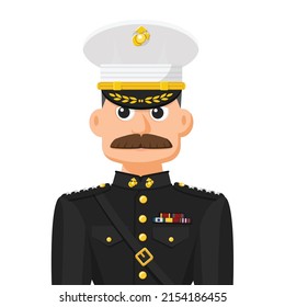 US marine commander in simple flat vector. personal profile icon or symbol. military people concept vector illustration.