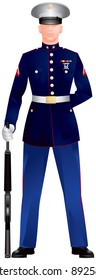 US Marine Corp Blue Dress Uniform, Honor Guard With M16 Rifle