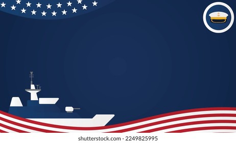 U.S. Marine Corps Birthday background with copy space area. Blue background U.S Flag. Using Stars, red and white stripes. Vector illustration