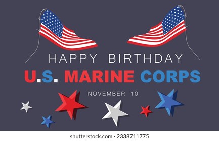 Cumpleaños del Cuerpo de Marines de Estados Unidos. fondo, banner, tarjeta, afiche, plantilla. Ilustración vectorial.