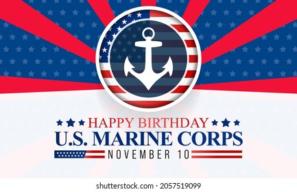 U.S. Marine Corps Birthday is observed every year on November 10th across United States of America, to show appreciation for the U.S. Marines. Vector illustration