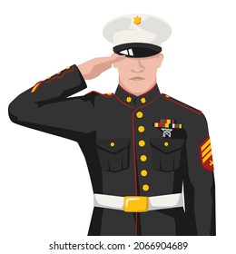 US marine in modern simple flat style isolated on white background. Handsome soldier concept vector illustrator.