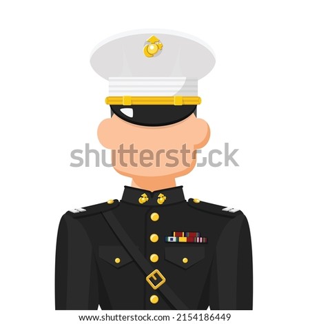 US marine officer in simple flat vector. personal profile icon or symbol. military people concept vector illustration.