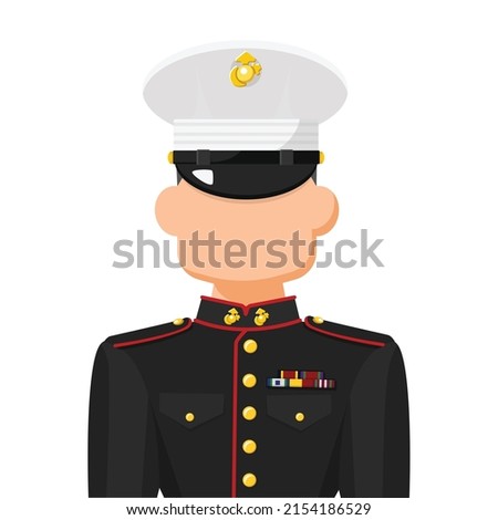 US marine private in simple flat vector. personal profile icon or symbol. military people concept vector illustration.