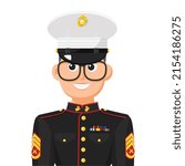 US marine sergeant in simple flat vector. personal profile icon or symbol. military people concept vector illustration.