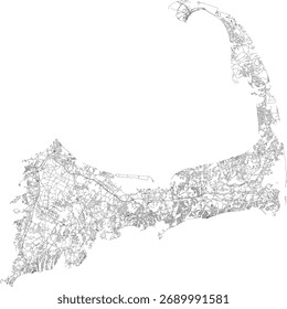 US Massachusetts State Barnstable County Roads vector 2024 for all roads