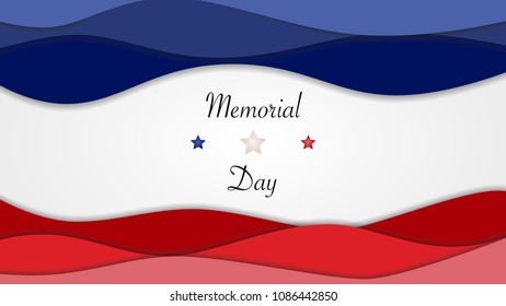 US Memorial Day background horizontal banner with stars and american flag colors. Vector illustration.