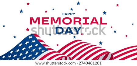 US Memorial Day banner, USA flag background, card design