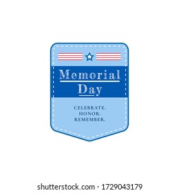 US Memorial Day flat color vector badge. American memorial holiday. National United States event sticker. US liberty and freedom day patch. War hero honor ceremony isolated design element