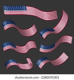 US memorial day, Patriot proud label, American flag and national symbols, United States of America patriotic emblems vector set. National independence day 4th july badges