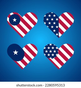 US memorial day, Patriot proud label, American flag and national symbols, United States of America patriotic emblems vector set. National independence day 4th july badges