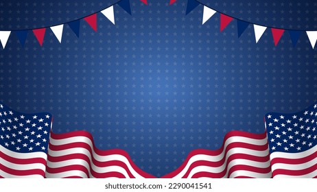 US Memorial day, USA American Country flag and symbols National Independence day 4th of July fireworks