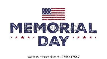US Memorial Day vintage text design isolated, grunge logo