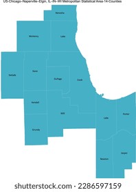 US Chicago–Naperville–Elgin IL–IN–WI Metropolitan Statistical Area (MSA) 14 Counties