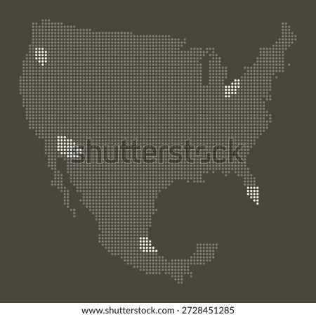 US and Mexico Grey and White Dotted Map on Brown for Manufacturing Supply Chain