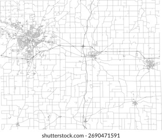 EUA Michigan Estado Calhoun County Roads vetor 2024 para todas as estradas