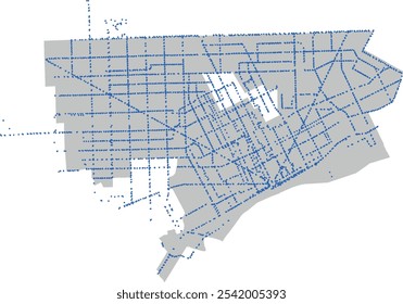 EUA Michigan Estado Detroit Mapa da cidade com limite e Detroit Departamento de Transportes (DDOT) Paradas de ônibus 202309