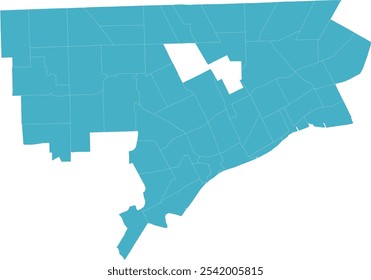 EUA Michigan Estado Detroit mapa da cidade com Master Plan Bairros