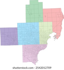 US Michigan State Detroit City map in Michigan Detroit–Warren–Dearborn MSA Census Tracts