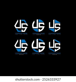 Diseño de conjunto de logotipos minimalistas y clásicos de EE. UU. Monograma poligonal y Vector de forma circular. Diseño único de EE.UU.
