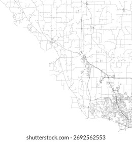EUA Missouri State Platte County Roads vetor 2024 para todas as estradas